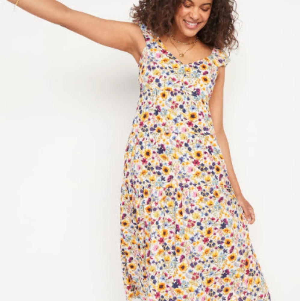 Old Navy Floral Tiered All Day Fit And Flare Maxi Dress - XL